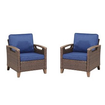 Outdoor Patio Seating Chairs Wicker Armchairs Set of 2