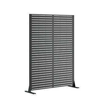 TOEMOA Freestanding Outdoor Privacy Screen with Stable Base - Decorative Metal Panel