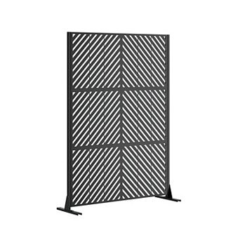 TOEMOA Freestanding Metal Privacy Screen Panel with Stable Base for Outdoor Spaces