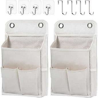 Hanging Wall Basket Organizer with Pockets, Over-the-Door Storage Rack Set
