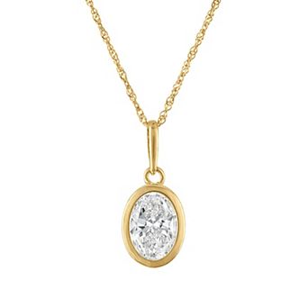 NaturaLux™ 10k Gold 1 Carat T.W. Lab-Grown Diamond Oval Bezel Pendant Necklace