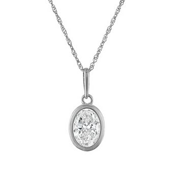 NaturaLux™ 10k Gold 1 Carat T.W. Lab-Grown Diamond Oval Bezel Pendant Necklace