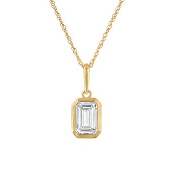 NaturaLux™ 10k Gold 1 Carat T.W. Lab-Grown Diamond Cut Bezel Pendant Necklace