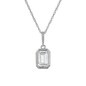 NaturaLux™ 10k Gold 1 Carat T.W. Lab-Grown Diamond Cut Bezel Pendant Necklace