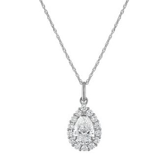 NaturaLux™ 10k Gold 1 1/3 Carat T.W. Lab-Grown Diamond Halo Pendant Necklace