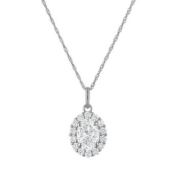 NaturaLux™ 10k Gold 1 1/3 Carat T.W. Lab-Grown Diamond Oval Halo Pendant Necklace