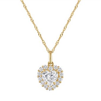 NaturaLux™ 10k Gold 1 1/3 Carat T.W. Lab-Grown Diamond Heart Halo Pendant Necklace