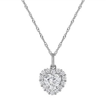NaturaLux™ 10k Gold 1 1/3 Carat T.W. Lab-Grown Diamond Heart Halo Pendant Necklace