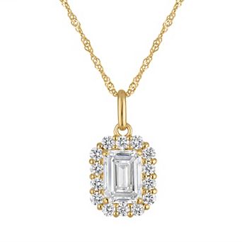 NaturaLux™ 10k Gold 1 1/3 Carat T.W. Lab-Grown Diamond Halo Pendant Necklace