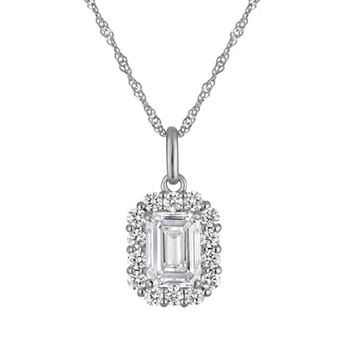 NaturaLux™ 10k Gold 1 1/3 Carat T.W. Lab-Grown Diamond Halo Pendant Necklace