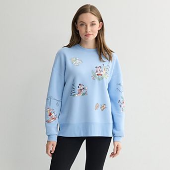 Women's Disney’s Mickey Mouse & Friends Holiday Ski Resort Graphic Crewneck Sweatshirt