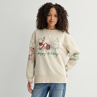 Women's Disney’s Winnie The Pooh "Happy Holidays" Fleece Pullover