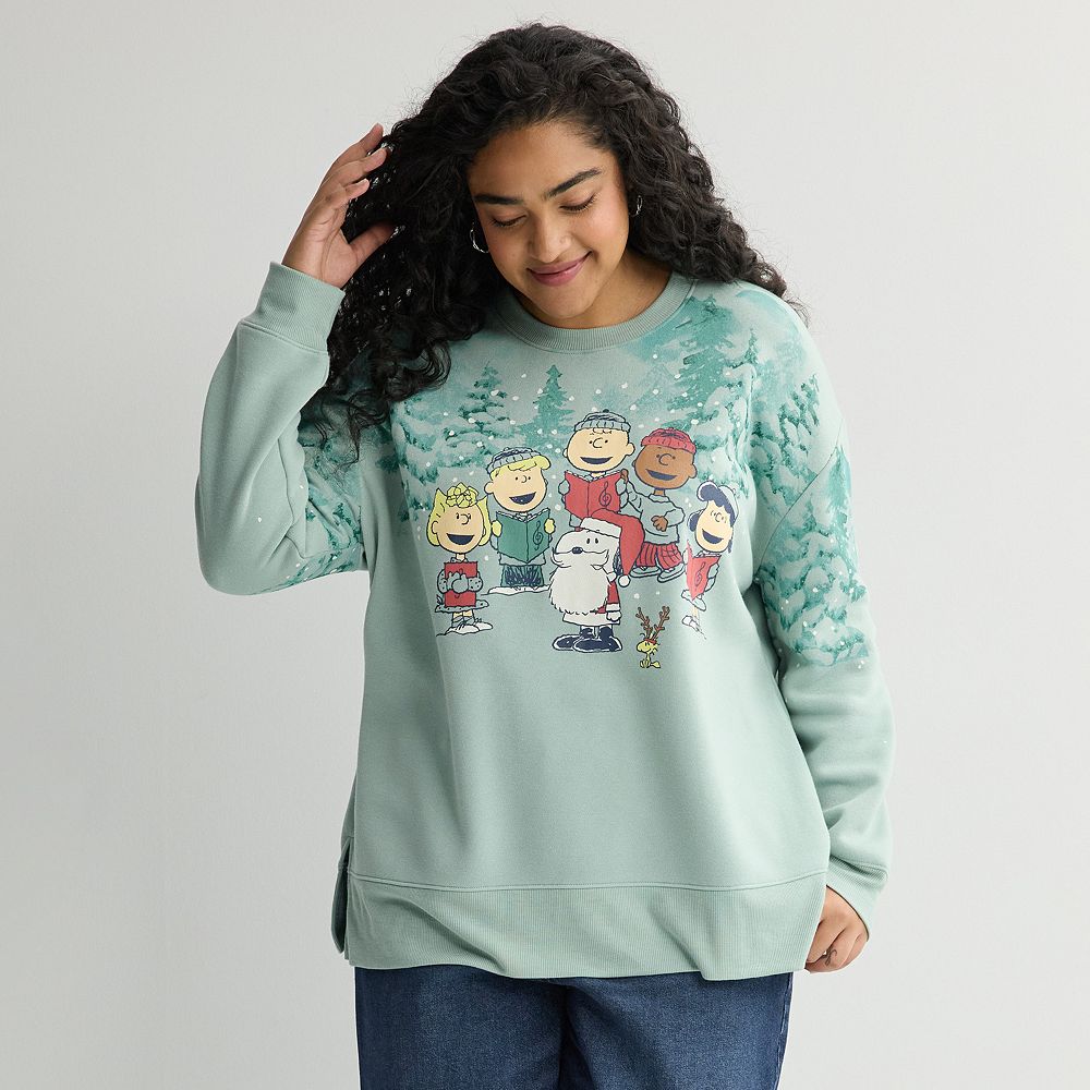 Plus Size Christmas Caroling Graphic Fleece Pullover