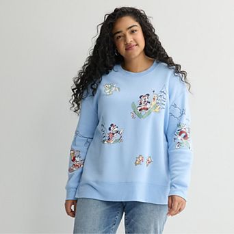 Plus Size Disney’s Mickey Mouse Holiday Fleece Ski Resort Graphic Pullover