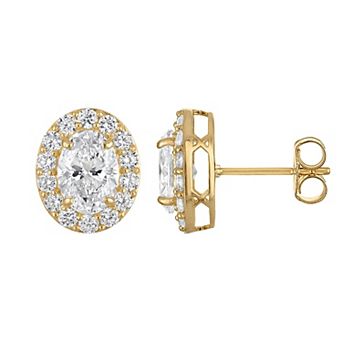 NaturaLux™ 10k Gold 2 3/4 Carat T.W. Lab-Grown Diamond Oval Halo Stud Earrings