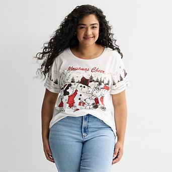 Plus Size Peanuts Christmas Cheer Graphic Tee