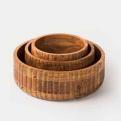 Etched Serving Bowl Acacia Wood