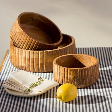 Etched Serving Bowl Acacia Wood
