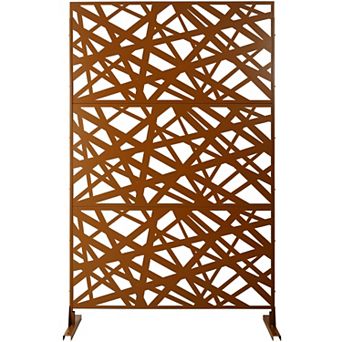 TOEMOA Freestanding Metal Privacy Screen for Indoor and Outdoor Patio Deck Balcony Use