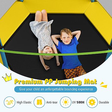 Heavy Duty Kids Trampoline with Enclosure Net for Indoor Outdoor Use