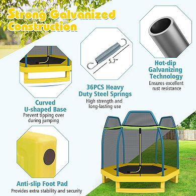 Heavy Duty Kids Trampoline with Enclosure Net for Indoor Outdoor Use