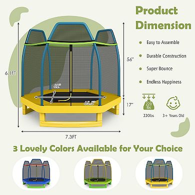 Heavy Duty Kids Trampoline with Enclosure Net for Indoor Outdoor Use
