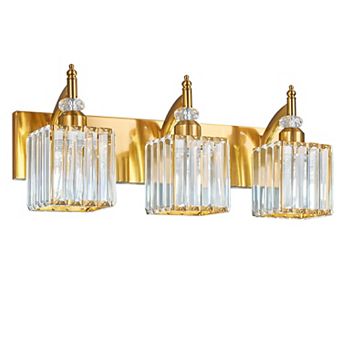 ZLAIQB 3-Light Black Gold Modern Crystal Bathroom Wall Sconce
