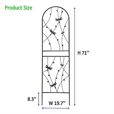 Loheer 2 Pack Metal Garden Trellis for Climbing Plants with Dragonfly Decor