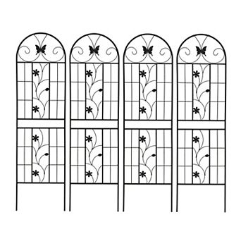 Loheer 4 Pack Metal Garden Trellis for Climbing Plants Outdoor Flower Support