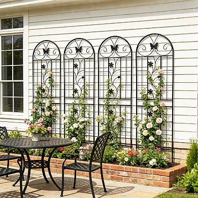 Loheer 4 Pack Metal Garden Trellis for Climbing Plants Outdoor Flower Support