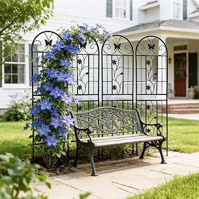 Loheer 4 Pack Metal Garden Trellis for Climbing Plants Outdoor Flower Support