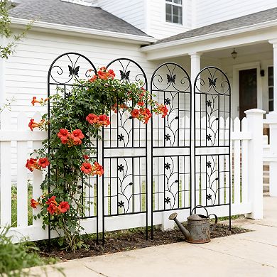 Loheer 4 Pack Metal Garden Trellis for Climbing Plants Outdoor Flower Support