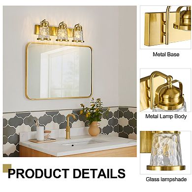 ZLAIQB 3-Light Nickel Modern Industrial Glass Bathroom Wall Sconce
