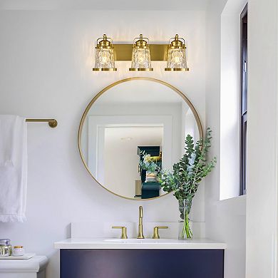 ZLAIQB 3-Light Nickel Modern Industrial Glass Bathroom Wall Sconce