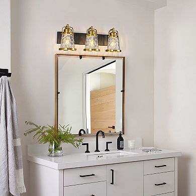 ZLAIQB 3-Light Nickel Modern Industrial Glass Bathroom Wall Sconce