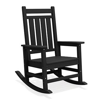 HDPE Frame Oversized Outdoor Rocking Chair for Adults All-Weather HDPE Porch Rocker with 21.06W Seat