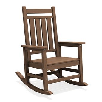 HDPE Frame Oversized Outdoor Rocking Chair for Adults All-Weather HDPE Porch Rocker with 21.06W Seat