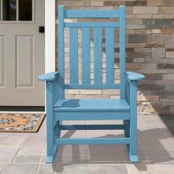 HDPE Frame Oversized Outdoor Rocking Chair for Adults All-Weather HDPE Porch Rocker with 21.06W Seat