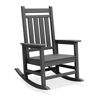 HDPE Frame Oversized Outdoor Rocking Chair for Adults All-Weather HDPE Porch Rocker with 21.06W Seat