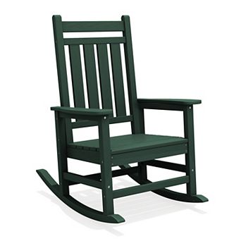 HDPE Frame Oversized Outdoor Rocking Chair for Adults All-Weather HDPE Porch Rocker with 21.06W Seat