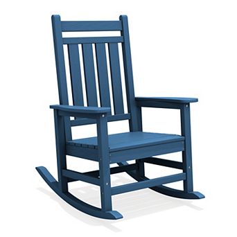 HDPE Frame Oversized Outdoor Rocking Chair for Adults All-Weather HDPE Porch Rocker with 21.06W Seat