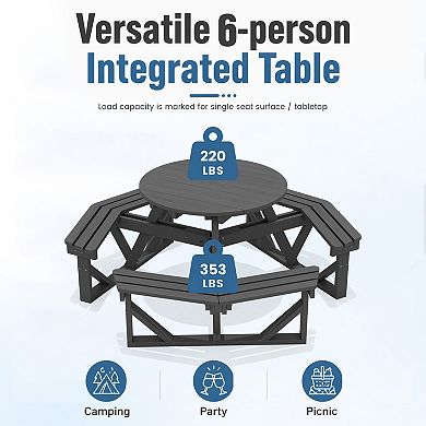 35.43'' L Integrated Round Picnic Table