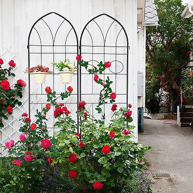 Loheer 4 Pack Metal Garden Trellis for Climbing Plants Outdoor Flower Support
