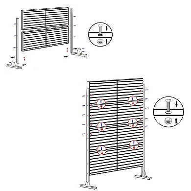 TOEMOA Freestanding Slatted Outdoor Privacy Screen Patio Divider for Yard Balcony Deck
