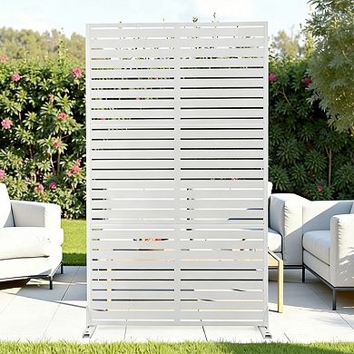 TOEMOA Freestanding Slatted Outdoor Privacy Screen Patio Divider for Yard Balcony Deck
