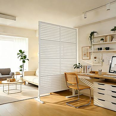 TOEMOA Freestanding Slatted Outdoor Privacy Screen Patio Divider for Yard Balcony Deck