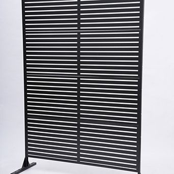 TOEMOA Freestanding Slatted Outdoor Privacy Screen Patio Divider for Yard Balcony Deck