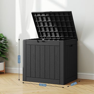 YIORTWO 31 Gallon Deck Box Outdoor Storage Waterproof Lockable Resin Box