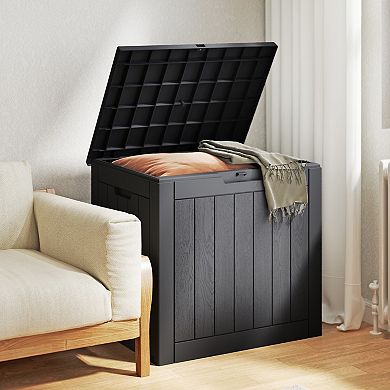 YIORTWO 31 Gallon Deck Box Outdoor Storage Waterproof Lockable Resin Box