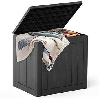YIORTWO 31 Gallon Deck Box Outdoor Storage Waterproof Lockable Resin Box